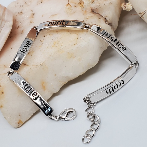 Silver Bracelet Graphic/Words - Picture 1 of 11
